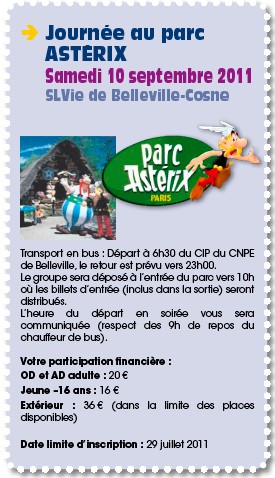 Programme Parc Astérix 2011